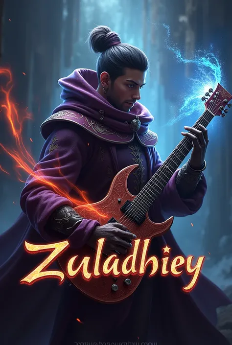 cool name writing *zuladhiey* di gitar electrik dengan gambar hero mage mobile legends