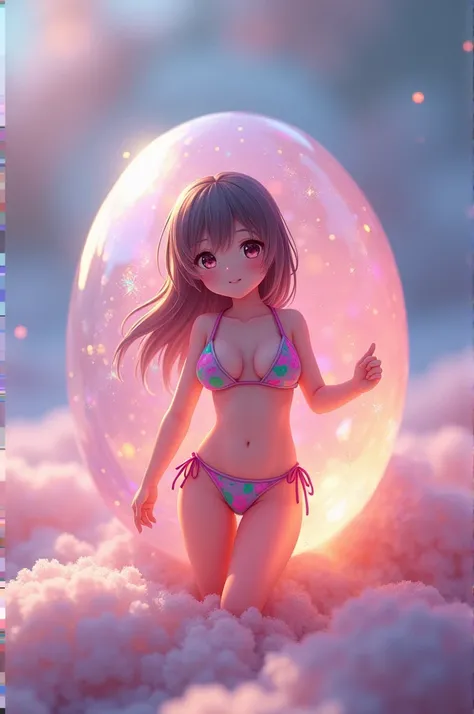 Pink opal with bikini anime girl decal 