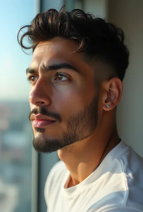 a a 35 yo man from United Arab Emirates in modern,  profil ,ultra-detailed,(photo-realistic:1.),HDR,extremely detailed face and body, portrait, day lighting, soft lighting, not professional photo