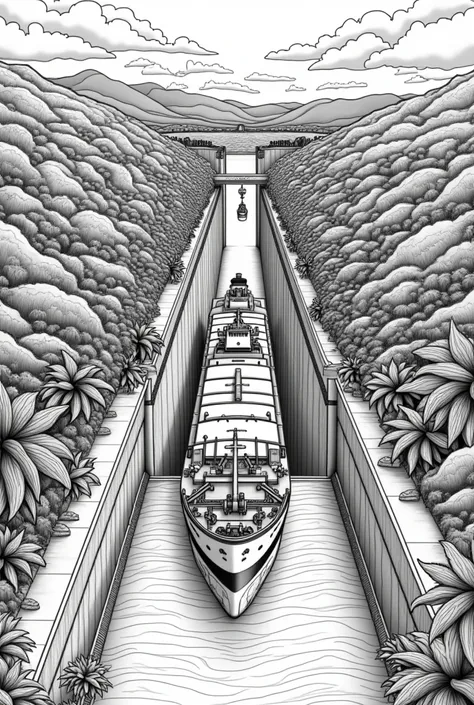 Coloring page of the Panama Canal