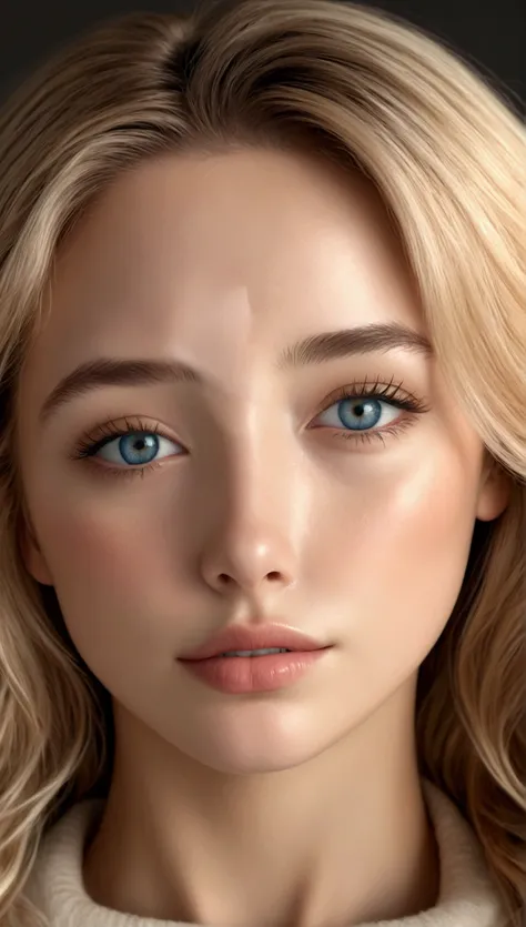 une belle fille aux longs cheveux blonds, detailed eyes, nose, and lips, porter une tenue professionnelle, assise dans son bureau, en utilisant son ordinateur, ordinateur HP (best quality,4K,8k,high resolution,head of&#39;artwork:1.2),ultra-detailed,(reali...