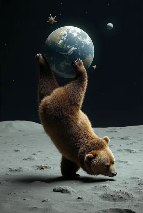 Bear shitting upside down on the moon 