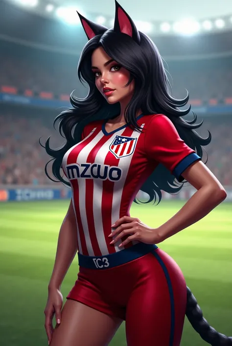 Sexy female cat dressed by Atlético de Madrid 