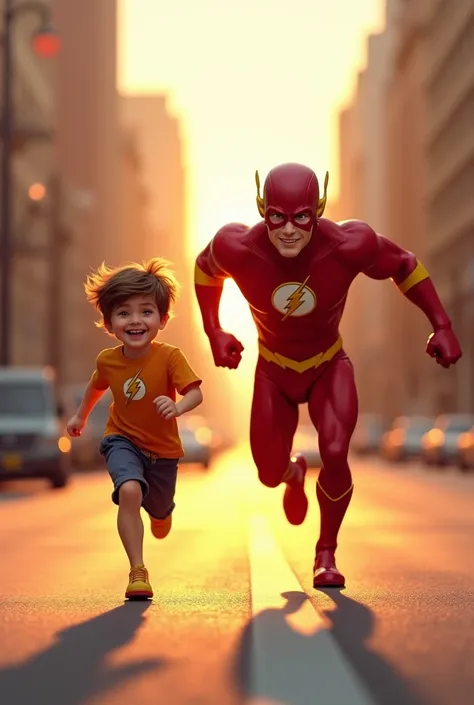 Flash running with his son wishing him a happy father&#39;s day