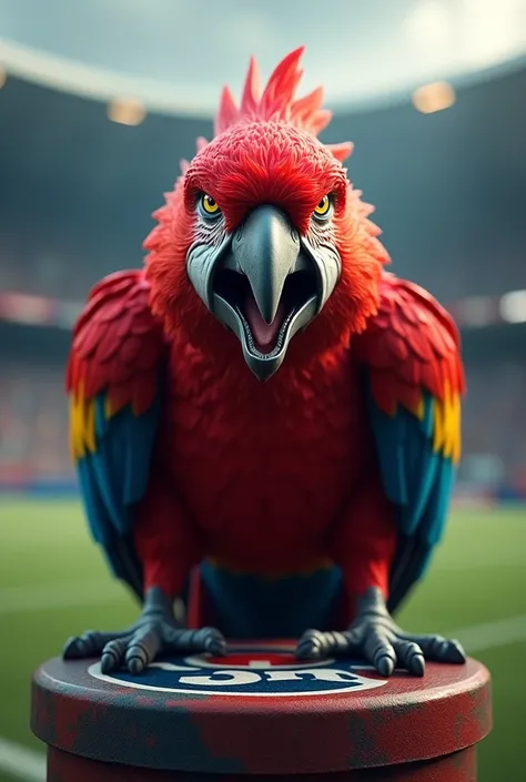 angry macaw being a mascot