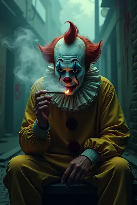 A smoking clown smoking weed