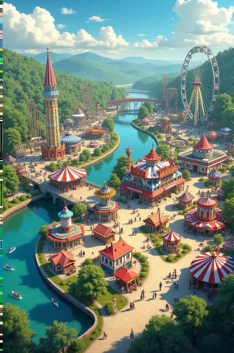 Amusement park with river 