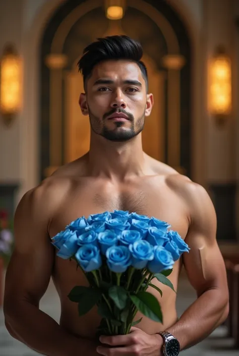 k hd，8K resolution，professional photoshooting，profesional lighting，two very attractive vietnam men,the two of them have 25 age old，brush cut，wearing no underwear, sexy, Masculine and handsome, muscular, Beautiful muscles, hairy body,，cool guy，A person hold...