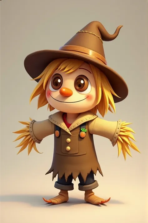 2d platformer game character,stylized fantasy, scarecrow, friendly,2d game asset, facing right,plain background 