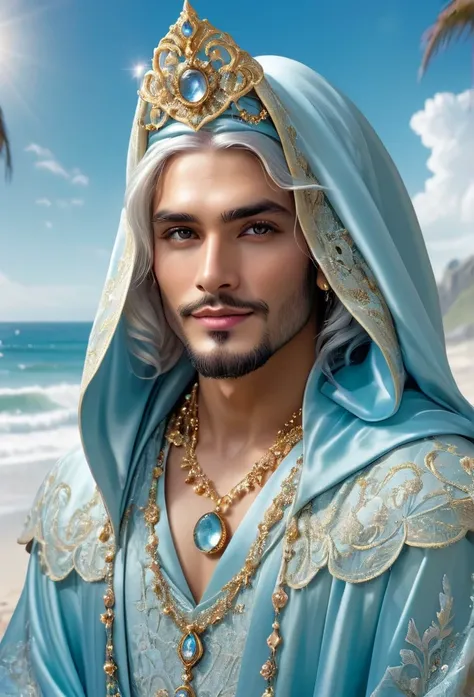 magical ornate male sorcerer, beautiful detailed eyes, beautiful detailed lips, extremely detailed eyes and face, long eyelashes...