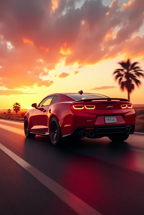 Chevrolet Camaro　Passage　Sunset　Back view　Speed　Sense of presence