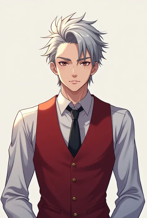 I drew a handsome high school boy in his third year who is a member of the boxing club and gave him silver hair.、Put a red vest on the uniform and cut my hair short so that it was just above my forehead.
