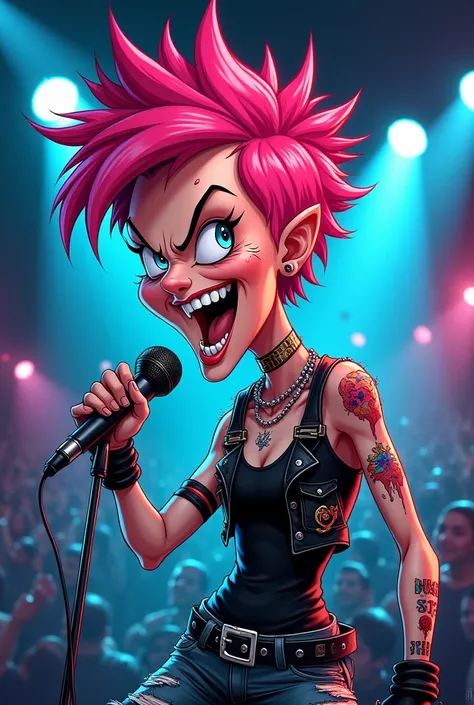 Create a cartoon punk style rock singer
