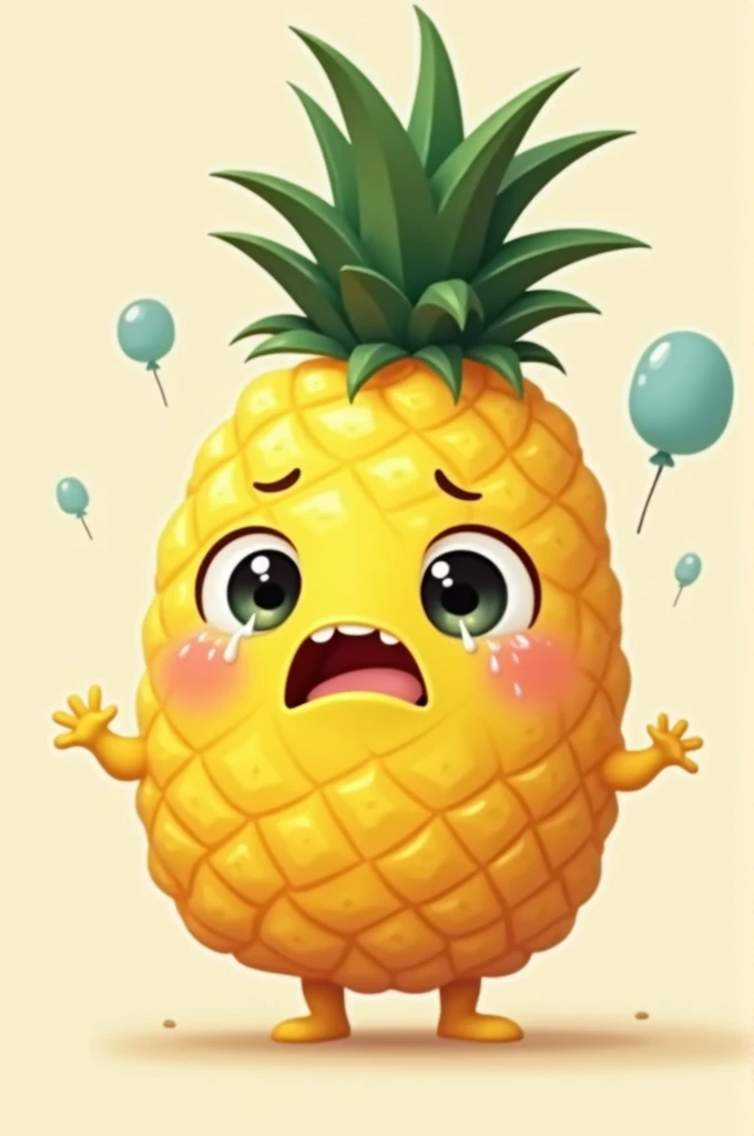 A cute-faced pineapple crying because it couldn&#39;t play