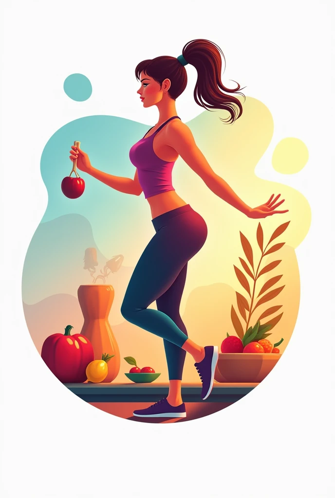 Logo for Instagram account, Using color psychology to make it more attractive to people, a woman doing exercises, the other half the woman cooking, that draws attention,vector, Digital art, digital design