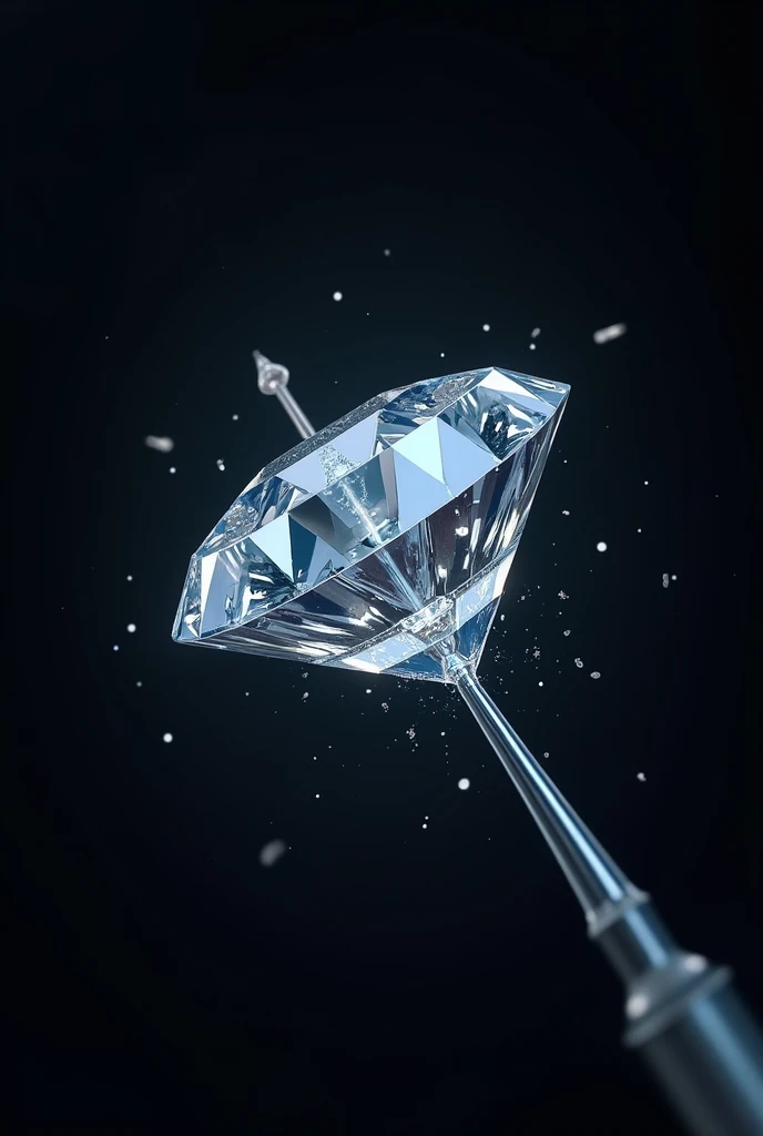 Diamond with a bullet going diagonally through it and piercing the diamond 