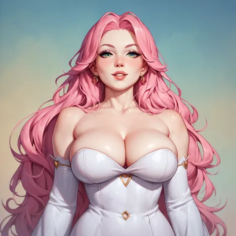 score_9, score_8_up, big chest,((white skin)),((pink hair)), ((1girl)), 1girl, (((solo))), Prompt: pale pink and white long hair,green, pantyhoose,She&#39;s a horny,lascivious,sleazy body and hot girl,Transfer to senior,Looks very sleazy and slutty,spread ...