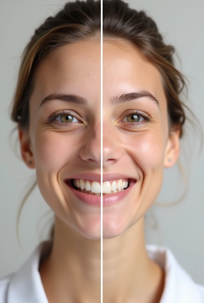 A before and after image of the mouth with teeth