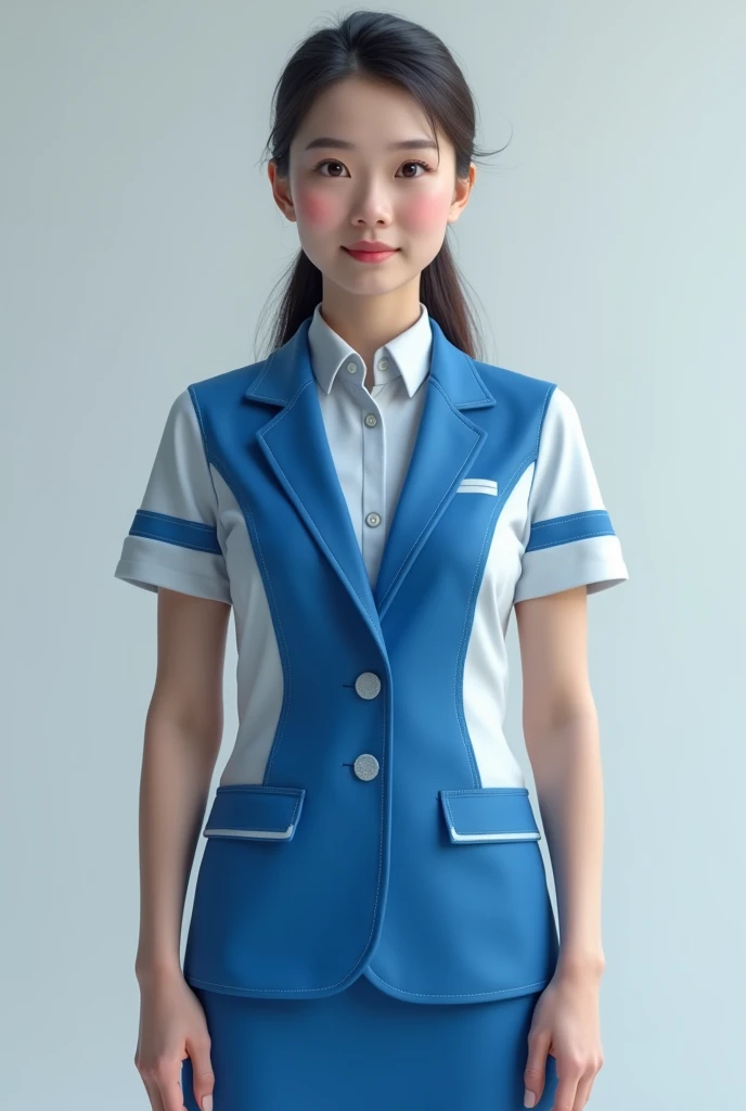 Company uniform with sofa logo, uniform color blue and white 

