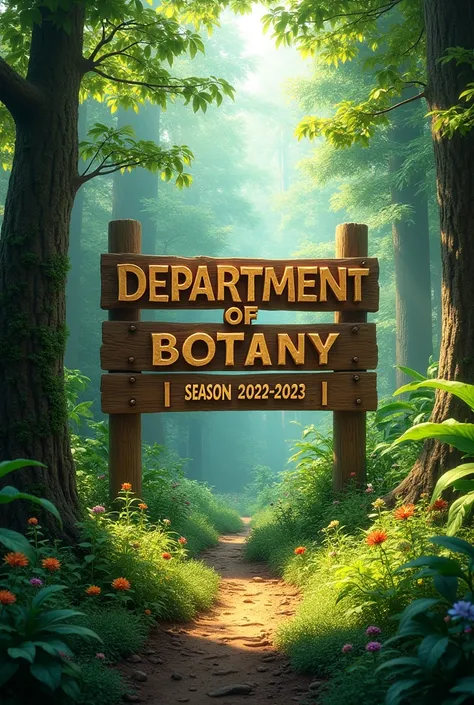 Among the many trees will be written 
"DEPARTMENT OF BOTANY" 
"[SEASON 2022-2023]"