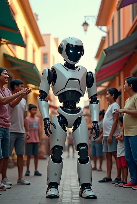 Bolivians happy with a robot that helps them 
