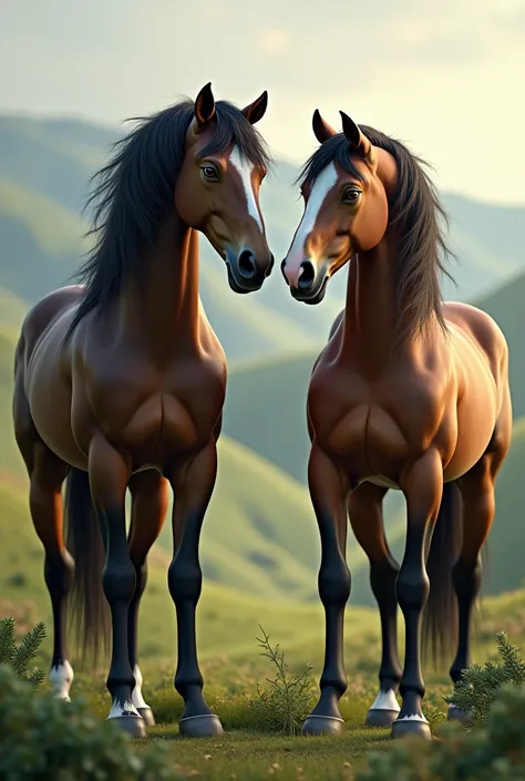 Two horses facing each other