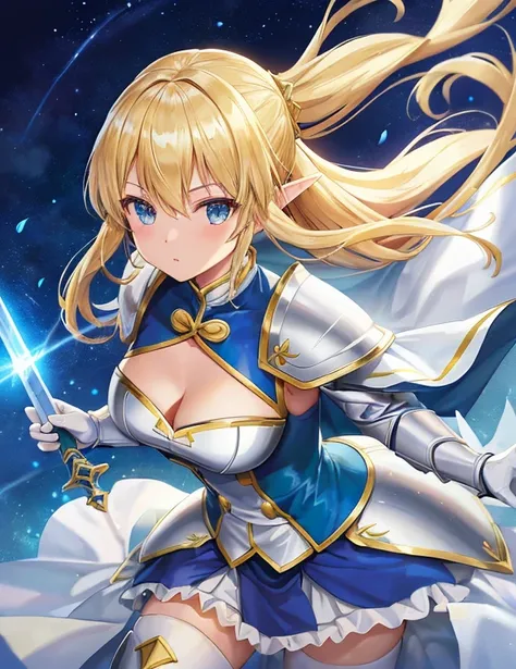 ((masterpiece)), Highest quality, (8k, Highest quality, masterpiece: 1.2), Very detailed, Close-up of a costumed person holding a sword, Concept art inspired by Le Chevalier, Pixiv, Conceptual Art, Wearing light leather armor, Artoria Pendragon, Girl in Ar...