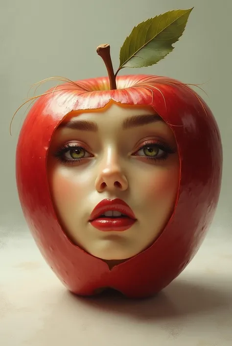 Made a sexy appel with a face girl
