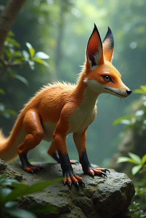 Create an animal with a combination between a lizard and a fox