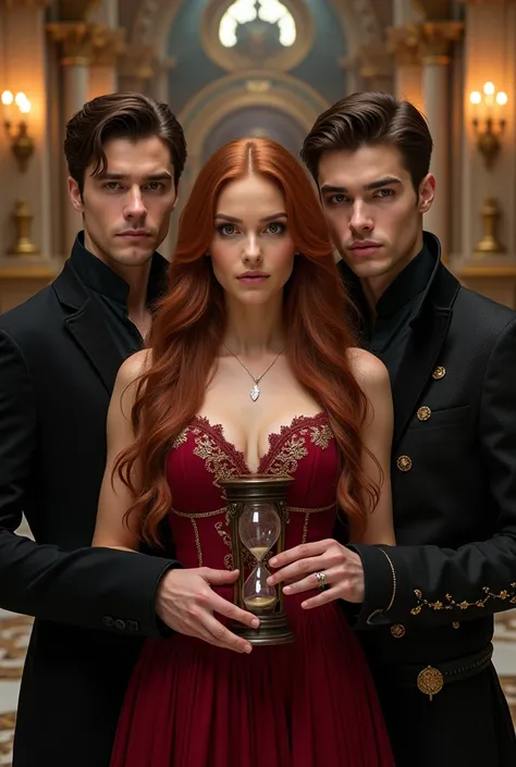 Olena: 20 years old with long reddish-brown hair and hazel eyes. Elegant, fantasy-inspired attire.

Segast: Young man with short brown hair and deep brown eyes. Royal, sophisticated clothing with a modern touch.

Eugan: Slightly older with intense black ey...