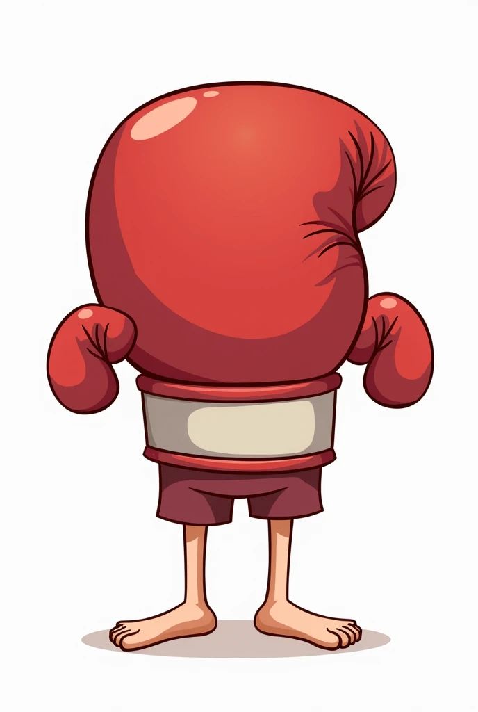 Cartoon of a boxing glove with hands and feet. Sin torso, faceless, unclothed 