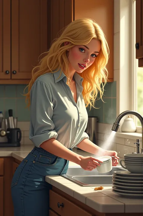 gwen Stacy washing the dishes