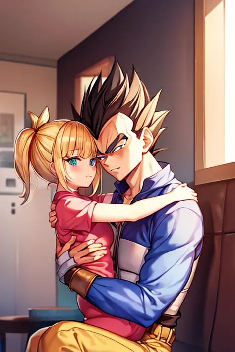 Vegeta and Applejack hugging 