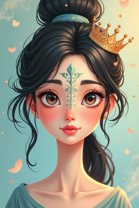 An animated style woman with a crown face 