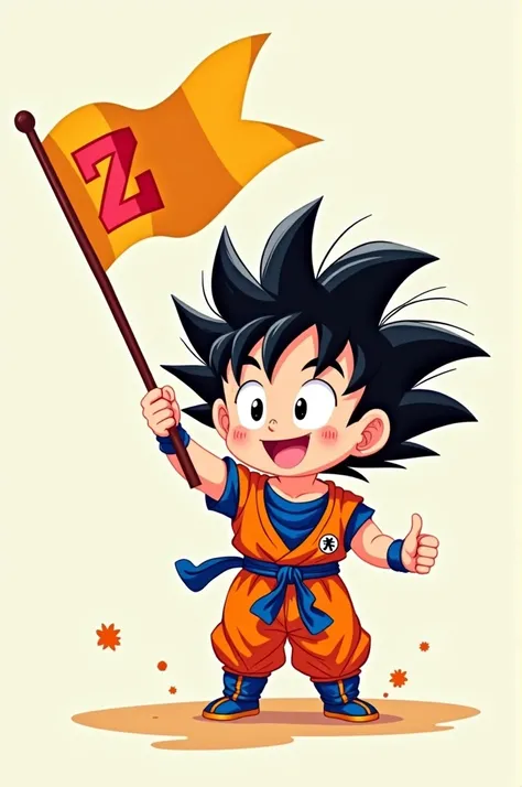 Kid goko waving flag easy art