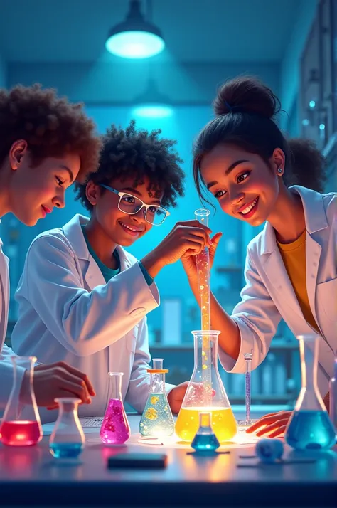 Dominican students in science lab 