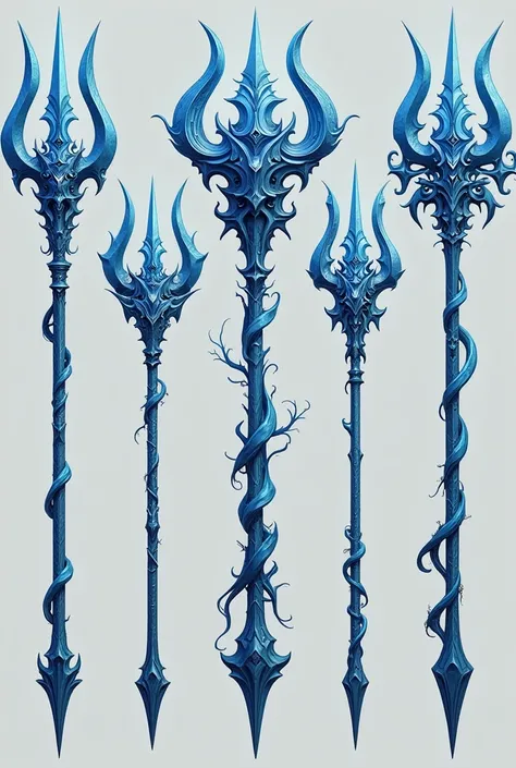 Make 20 unique fantasy trident blue crest