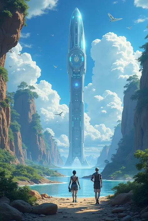 Create an anime-style setting for a planet where the species that inhabits it is a Human species that has integrated advanced technology into its biology., such as cybernetic implants or genetic modification to enhance their cognitive abilities, physics, a...