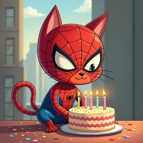 CAT SPIDERMAN BIRTHDAY BOY CARTOON