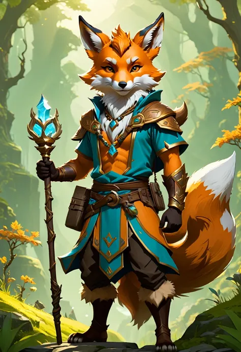 Anthropomorphic masculine fox-satyr mage. full body Official Art – An Award-Winning Digital Masterpiece In 4K Ultra HD, Extreme Detail And Intricate Realism. Symmetrical Face. This Concept Art Brought To Life By The Hands Of Artists Like Wlop & Artgerm In ...