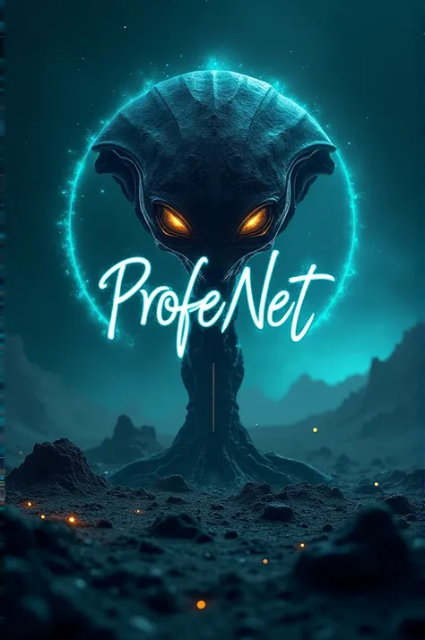 Generate an image of the ProfeNet logo in alien style and with the word ProfeNet 