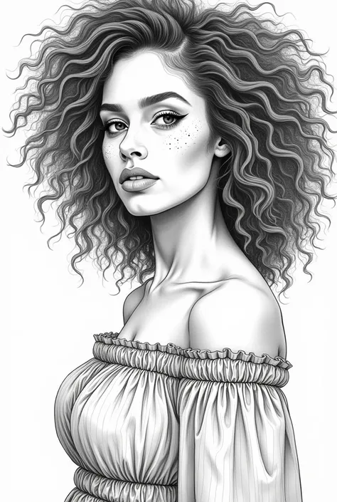 Masterpiece, Best Quality, High Resolution,Super High Resolution, Ultra realistic, Line art, fine lines bold coloring book of fashion model, extremely gorgeous, heart face, bold look, Stunning beauty, wide hips, full lips, slim thick figure, small waist, s...