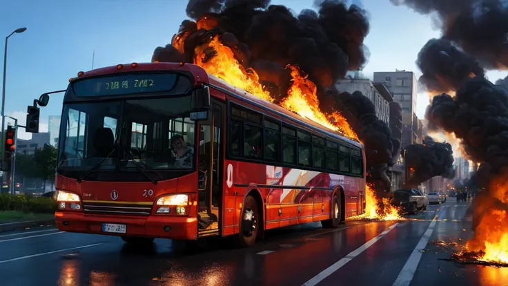 bus on fire