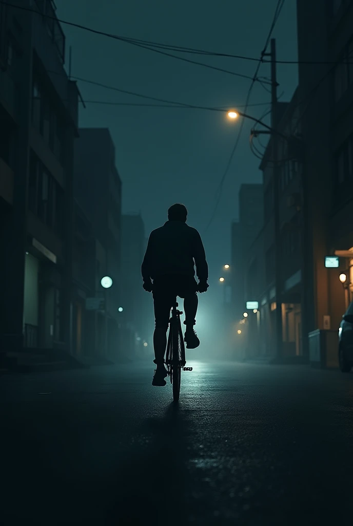 Man Riding a Bike in the Dark
