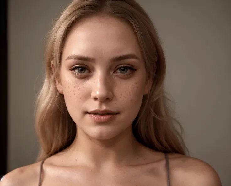 (amateur 1.2), amateur photo of 28 years old blonde Finnish girl, long whitish blonde hair, Low exposure, low lighting, unprofessional natural lighting, realistic lighting, female with very low freckles on her face and black eyes with hyperrealistic eye la...