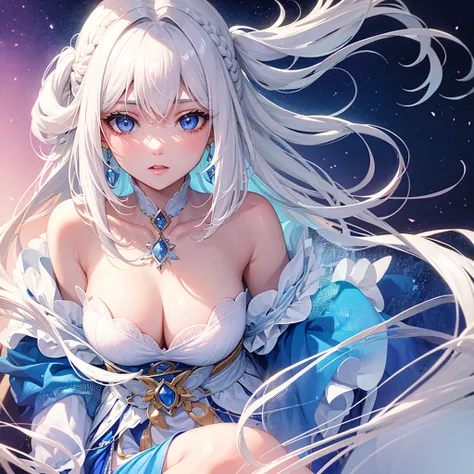 Mogi woman with white hair and blue eyes by the angelic sweet lips sensitive body   gostosa de vestido branco  