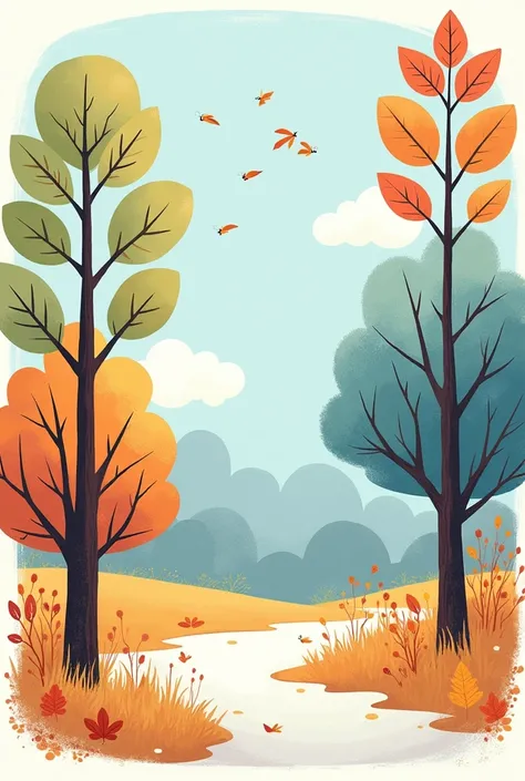 illustration with spring, summer, autumn and winter