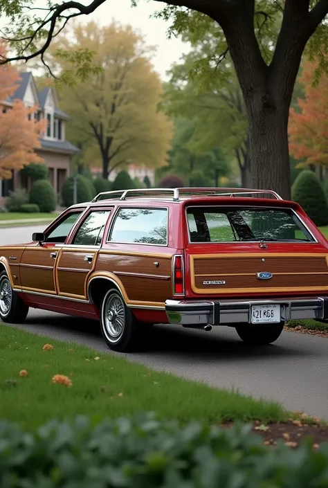 FORD LTD COUNTRY SQUIRE color rojo y marrón 