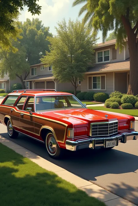 FORD LTD COUNTRY SQUIRE color rojo y marrón 