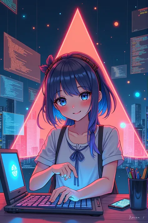 Anime girl using arch linux